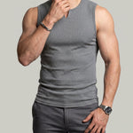 KZZ Solid-Color V-Neck Sleeveless Pullover Vest T-Shirt