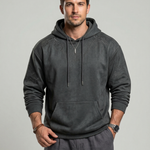 KZZ Men's Casual Loose-Fit Embroidered Thorns Hooded
