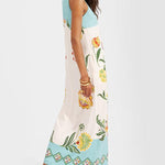 Exquisite Sunshine Floral Print Sleeveless Midi Dress