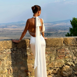 Amelia Kingston | Backless Pearl Halter Maxi Dress For Women