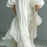Stylish Square-Neck Puff-Sleeve Loose Maxi Dress