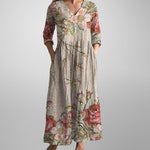 Yulya™ | Elegant Floral Print Midi Dress