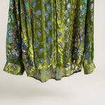 Green Printed Velvet Loose Casual Shirt