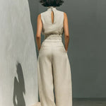 Flor™ | Minimalist set of tank top and wide-leg pants in cotton and linen for women
