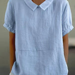 Short-sleeved Cotton Collared Shirt