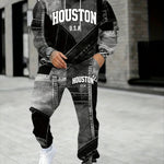 KZZ Men's Fall Winter Hooded Sweatshirt & Pants Set