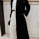 Woolen Solid Long Sleeve Maxi Coat