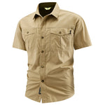 Men's Cotton Button Down Shirt | Vintage Cargo Style for Casual Comfort
