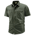 Men's Cotton Button Down Shirt | Vintage Cargo Style for Casual Comfort