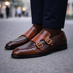 Men's Croc-Embossed Monk Strap Shoes | Bold Formal Style