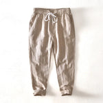 Men's Linen Cotton Striped Ankle-Length Pants | Lightweight Breathable Summer Comfort