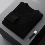 Men's Merino Wool Diamond-Knit Crewneck Sweater | Lightweight Structured Warmth