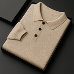 Men's Merino Wool Long Sleeve Polo Shirt | Tailored Soft Comfort Design
