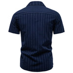 Men's Soft Cotton Stripe Short Sleeve Shirt | Casual Summer Top with Button Pocket