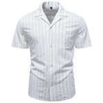 Men's Soft Cotton Stripe Short Sleeve Shirt | Casual Summer Top with Button Pocket
