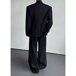 Black Multi-metal Brooch Loose Blazer