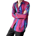 Red and Blue Contrast Print Shirt