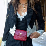 Black Lace-paneled Suit And Dress Set