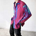 Red and Blue Contrast Print Shirt