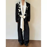 Color-blocked Floral Diamond Suit Jacket