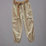 Elastic Waist Casual Multi-pocket Pants