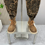 Leopard Print Jacquard Loose Straight Leg Casual Pants