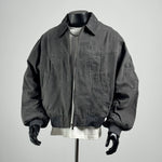 Retro Multi-pocket Color-blocked Lapel Work Jacket