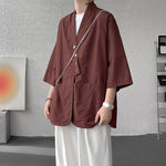 Diagonally Buttoned Loose Cardigan Shirt