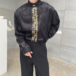 Vintage Jacquard Stand Collar Long Sleeve Shirt