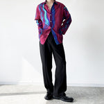 Red and Blue Contrast Print Shirt