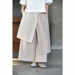 Womenâ€˜s Irregular Color-blocked Faux Two-piece Casual Skirt Pants