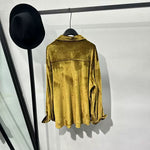 Loose-Fit Velvet Shirt with Fluid Drape