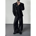 Black Multi-metal Brooch Loose Blazer