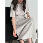 Cross-strap Short-sleeved Fitted Waist Dress