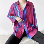 Red and Blue Contrast Print Shirt