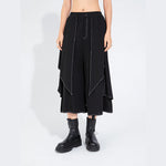 Women's High-waisted Loose Casual Faux Two-piece Pants