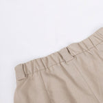 Classic V-neck Pleated Cotton and Linen Wide-leg Pants Suit