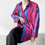 Red and Blue Contrast Print Shirt
