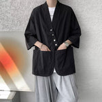 Diagonally Buttoned Loose Cardigan Shirt