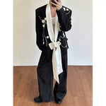 Color-blocked Floral Diamond Suit Jacket