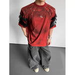 Punk Studded Lace Up Deconstructed Short-sleeve T-shirt
