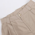 Classic V-neck Pleated Cotton and Linen Wide-leg Pants Suit