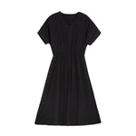 Solid Color V-Neck Short Sleeve Dress
