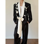 Color-blocked Floral Diamond Suit Jacket