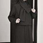 Textured Loose-fitting Casual Striped Cotton Coat