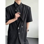 Asymmetrical Shoulder Pad Design Short-Sleeve Shirt