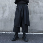 Faux Two-piece Wide-leg Asymmetrical Skirt Pants