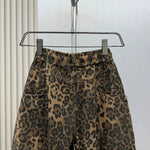 Leopard Print Jacquard Loose Straight Leg Casual Pants