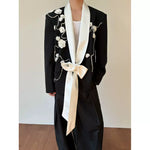 Color-blocked Floral Diamond Suit Jacket
