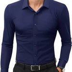 KZZ Men's Super Stretch Dress Shirt, Quick-Drying, Breathable and Wrinkle-Resistant